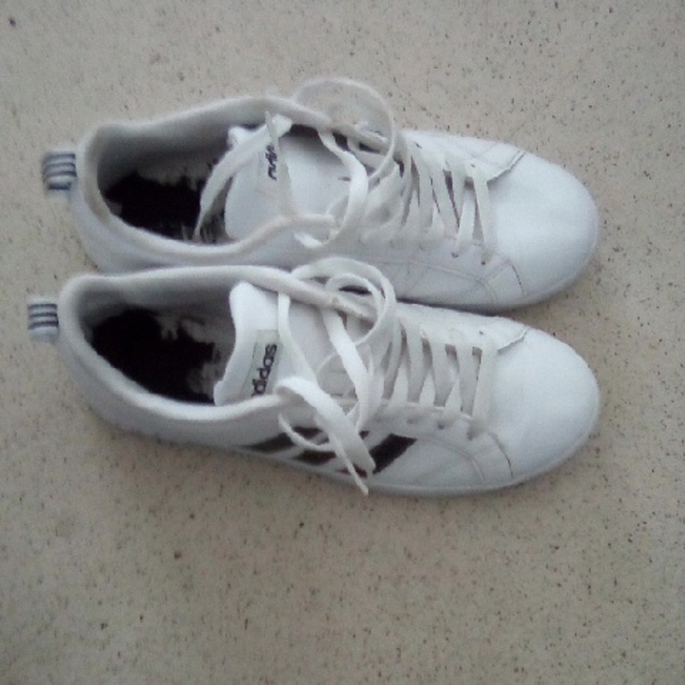 Adidas Men's White Sneakers with Black Details